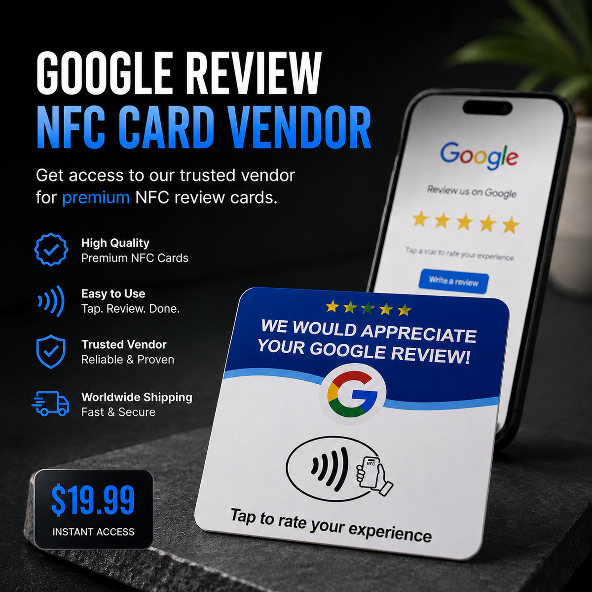 Google Review NFC Card Vendor + Setup Guide