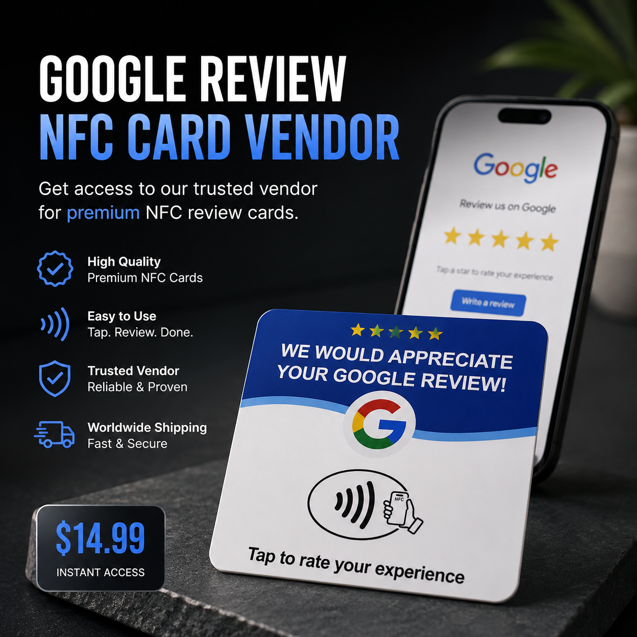 $0.50 Google Review NFC Card Vendor